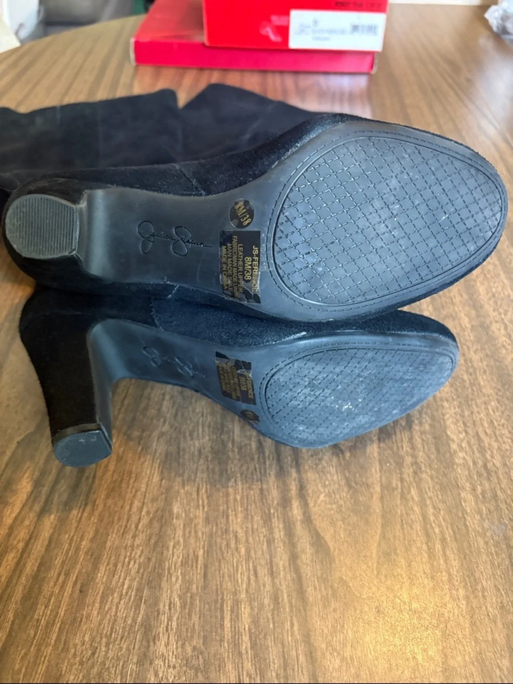 Jessica Simpson Size 8 Ference Black Suede Knee High Heel Boots